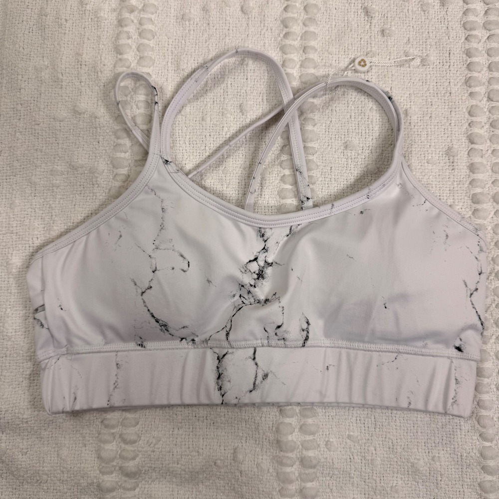 Buffbunny Collection White Marble Multi Strap Racerback Sports Bra Small - Picture 3 of 5